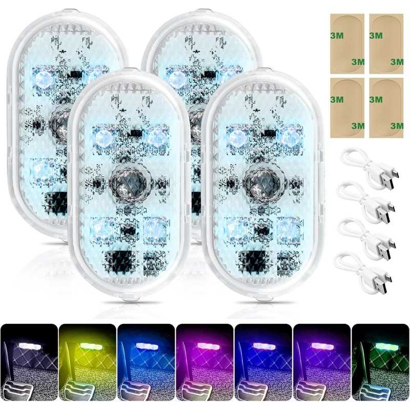 Éclairage d'intérieur LED de Voiture, 4 pcs Magnétique LED Tactile Lumière 7 Couleurs Réglable Intérieur Ambiance Éclairage pour Éclairage d'intérieur LED de Voiture, 4 pcs Magnétique LED Tactile Lumière 7 Couleurs Réglable Intérieur Ambiance Éclairage pour