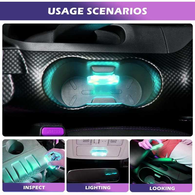 Éclairage d'intérieur LED de Voiture, 4 pcs Magnétique LED Tactile Lumière 7 Couleurs Réglable Intérieur Ambiance Éclairage pour