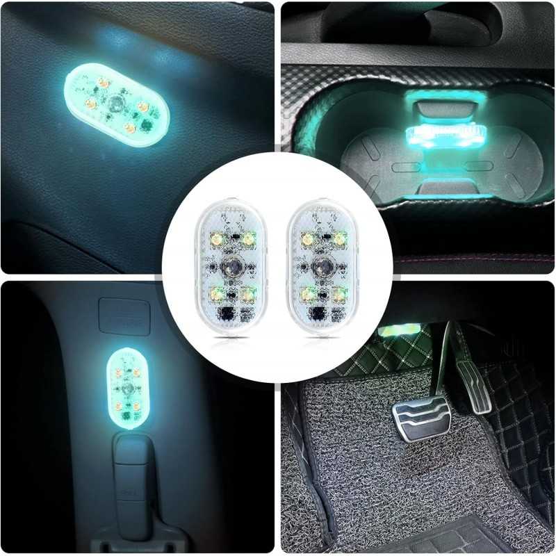 Éclairage d'intérieur LED de Voiture, 4 pcs Magnétique LED Tactile Lumière 7 Couleurs Réglable Intérieur Ambiance Éclairage pour