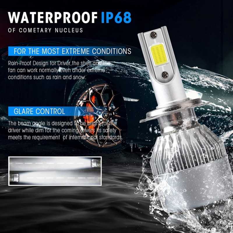 Phares 2pcs C6 LED Phare de voitures Auto Lampes de brouillard Feux de brouillard 12V 3000K 6500K 8000K H7 LED H4 Ampoule H8 H1