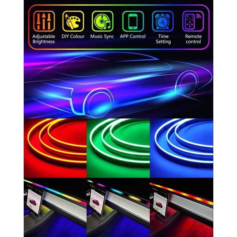 KEIUROT Bande LED Intérieur Auto avec APP Lumiere LED Interieur Voiture Lumière de sous-éclairage de Voiture Améliorée Fort Kits