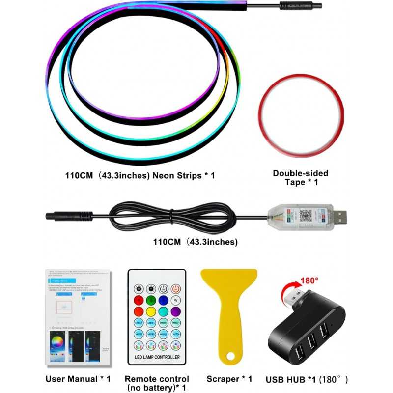 KEIUROT Bande LED Intérieur Auto avec APP Lumiere LED Interieur Voiture Lumière de sous-éclairage de Voiture Améliorée Fort Kits