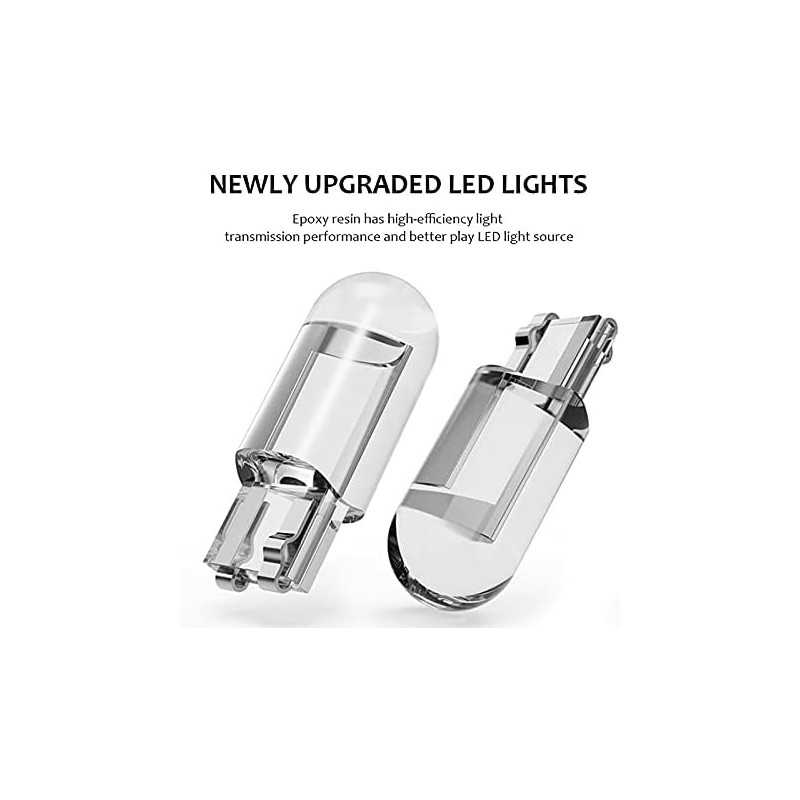 Duendhd 10 PièCes Voiture LED T10 W5W COB Lecture DôMe Lampe Marqueur LumièRe Cale LumièRes Plaque D'Immatriculation Ampoules