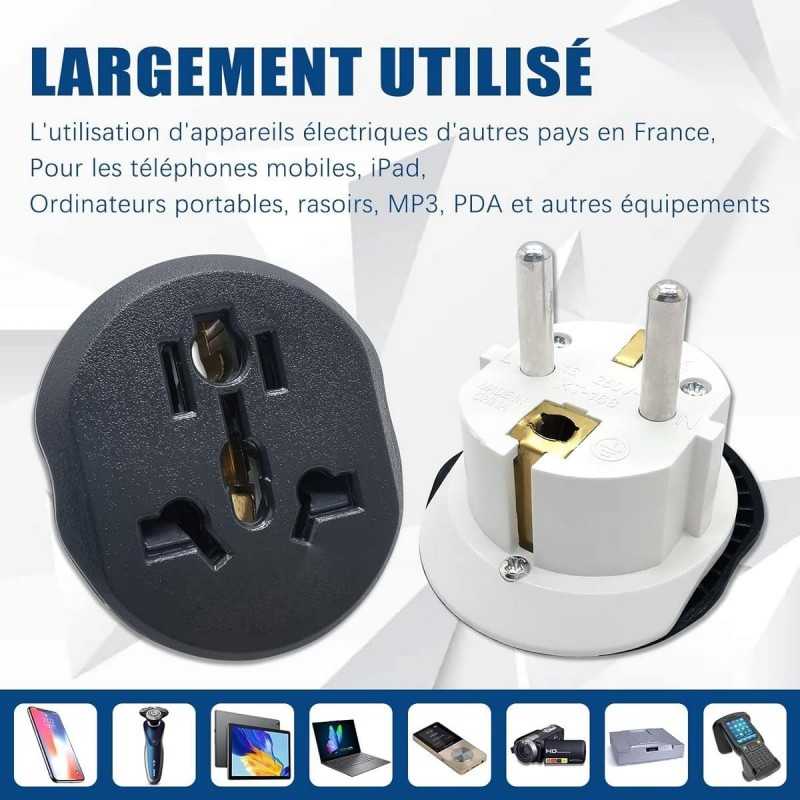 JUANIO Adaptateur de Voyage Prise Universel Type-E/F Prise France vers Thaïlande, Japon, Australie, UK, Canada, Switzerland