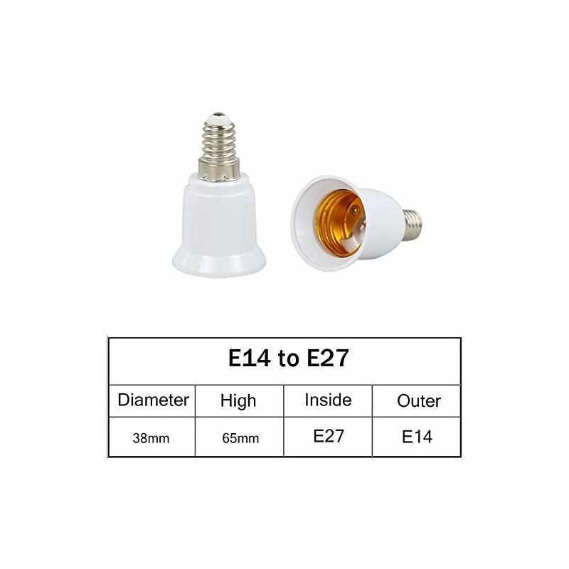 KAIBSEN E14 à E27 Adaptateur de rallonge, E14 à E27 Edison convertisseur de vis Ampoule Douille de Lampe
