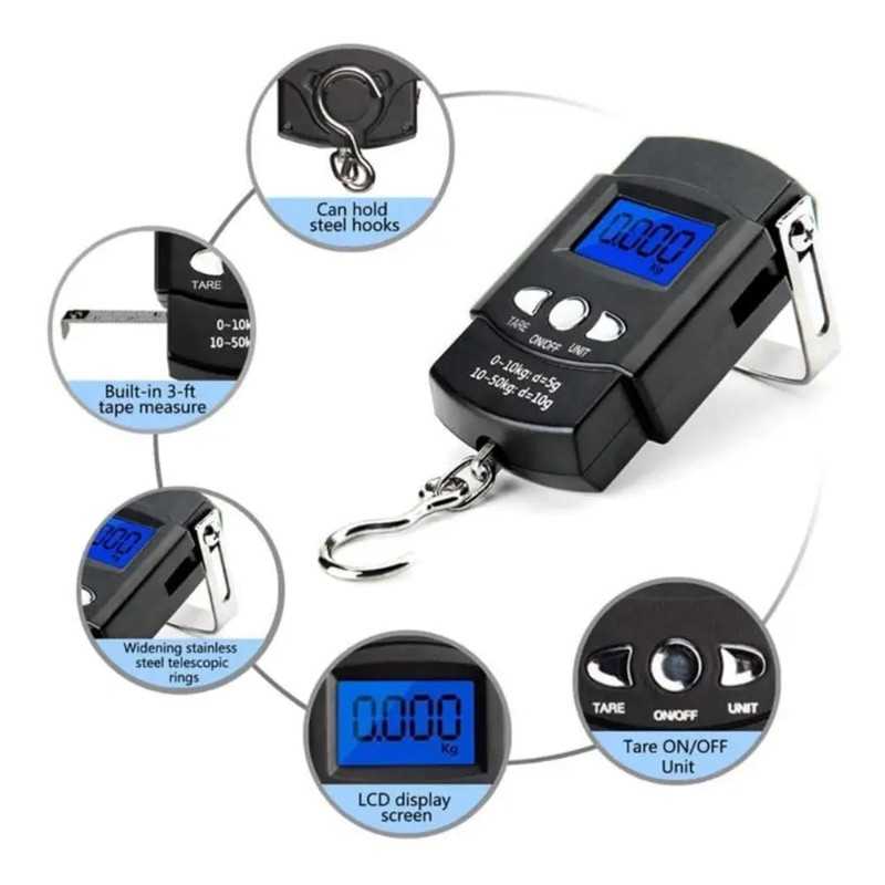 Balance numérique, balance LED Portable, Mini balance électronique 50kg/10g, for bagages de pêche, pondération de voyage,