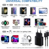 Chargeur Samsung 25W, IAKTD Chargeur, Prise avec Cable USB C Charge Rapide pour Samsung Galaxy S23 S22 S21 S20 Plus Ultra,Note