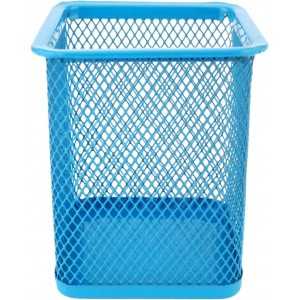 D.RECT Pot à crayons carré en métal | Porte-stylo cube en métal | Gobelet multifonction en maille pour stylo à bille Noir