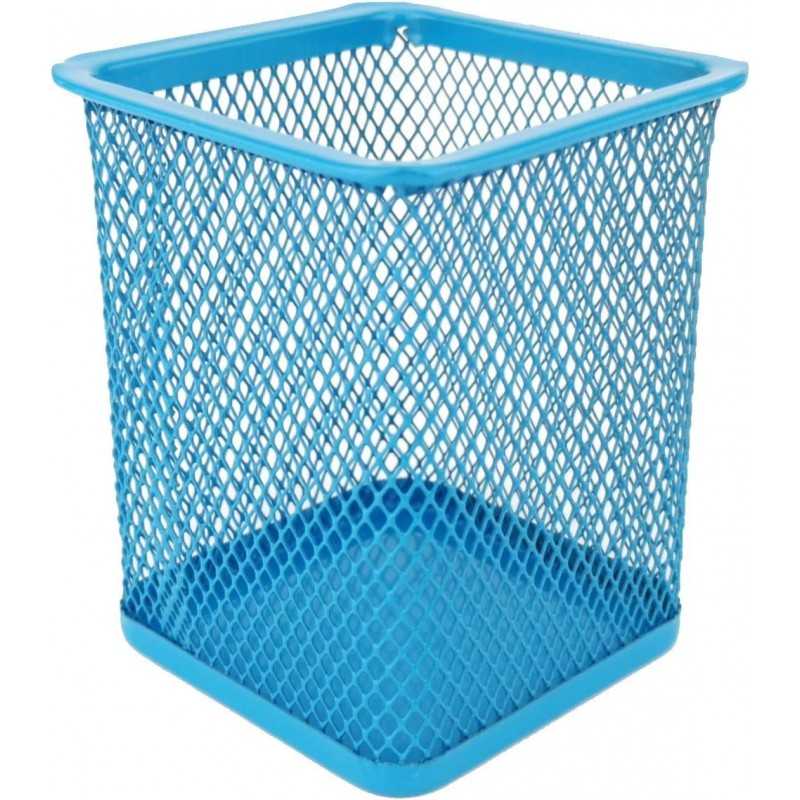 D.RECT Pot à crayons carré en métal | Porte-stylo cube en métal | Gobelet multifonction en maille pour stylo à bille Noir