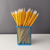 D.RECT Pot à crayons carré en métal | Porte-stylo cube en métal | Gobelet multifonction en maille pour stylo à bille Noir