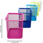 D.RECT Pot à crayons carré en métal | Porte-stylo cube en métal | Gobelet multifonction en maille pour stylo à bille Noir
