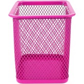 D.RECT Pot à crayons carré en métal | Porte-stylo cube en métal | Gobelet multifonction en maille pour stylo à bille Noir