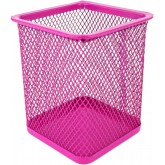 D.RECT Pot à crayons carré en métal | Porte-stylo cube en métal | Gobelet multifonction en maille pour stylo à bille Noir