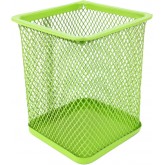 D.RECT Pot à crayons carré en métal | Porte-stylo cube en métal | Gobelet multifonction en maille pour stylo à bille Noir