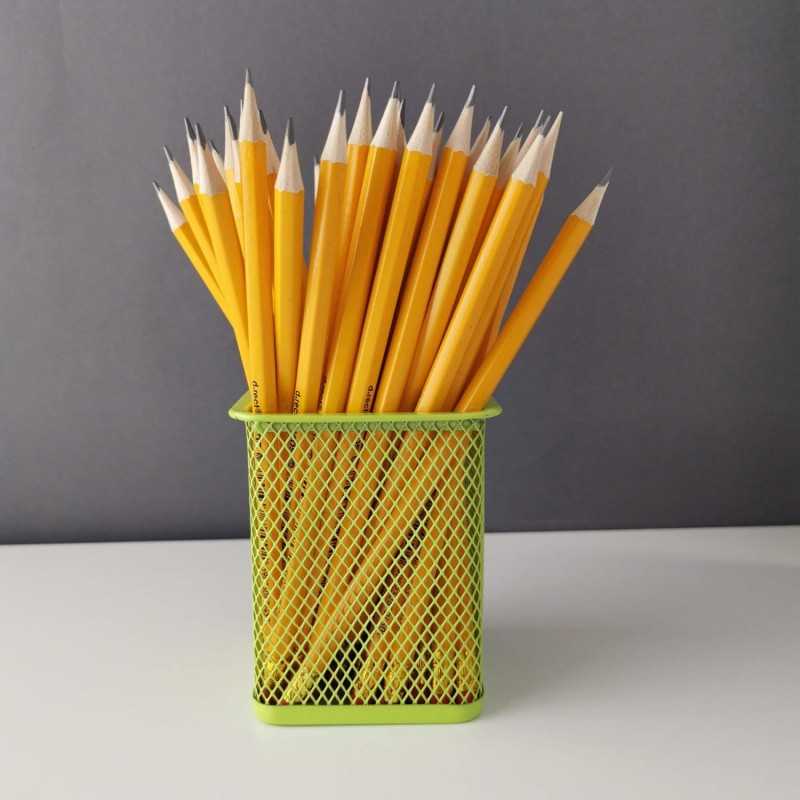 D.RECT Pot à crayons carré en métal | Porte-stylo cube en métal | Gobelet multifonction en maille pour stylo à bille Noir