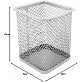 D.RECT Pot à crayons carré en métal | Porte-stylo cube en métal | Gobelet multifonction en maille pour stylo à bille Noir