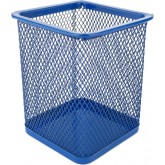 D.RECT Pot à crayons carré en métal | Porte-stylo cube en métal | Gobelet multifonction en maille pour stylo à bille Noir