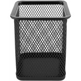 D.RECT Pot à crayons carré en métal | Porte-stylo cube en métal | Gobelet multifonction en maille pour stylo à bille Noir