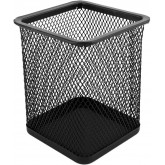 D.RECT Pot à crayons carré en métal | Porte-stylo cube en métal | Gobelet multifonction en maille pour stylo à bille Noir