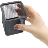 D.RECT Pot à crayons carré en métal | Porte-stylo cube en métal | Gobelet multifonction en maille pour stylo à bille Noir