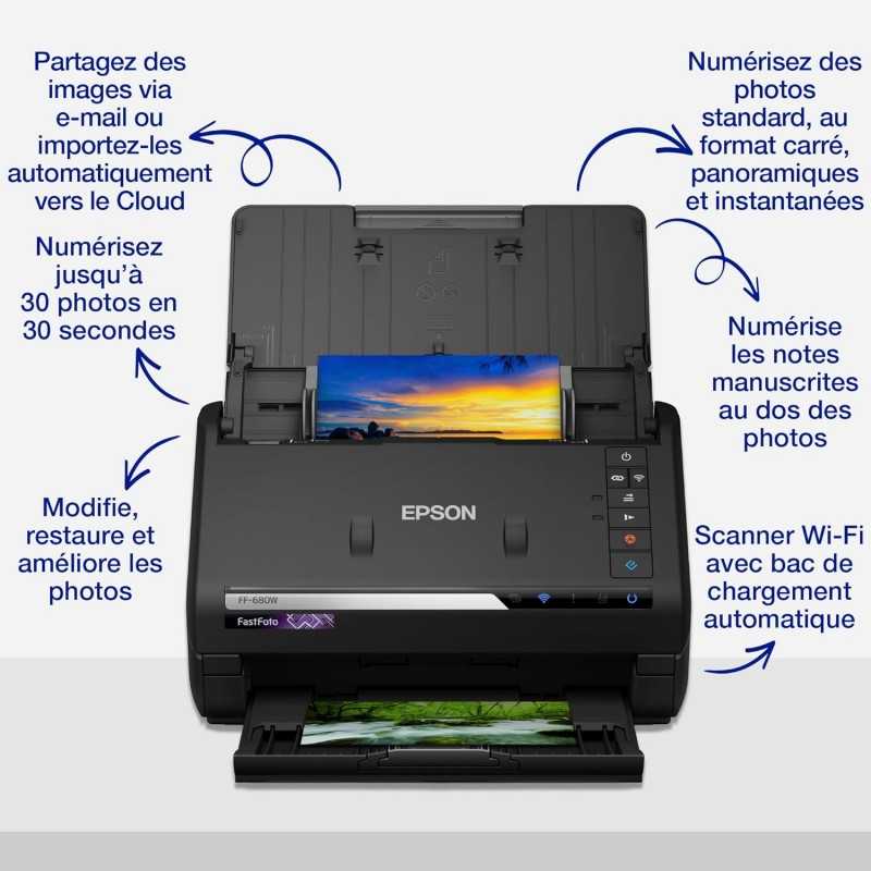 EPSON WorkForce DS-1630 | Scanner de documents A4 - 1200x1200 DPI, ADF, USB 3.0, recto-verso, 25ppm, traitement intelligent de