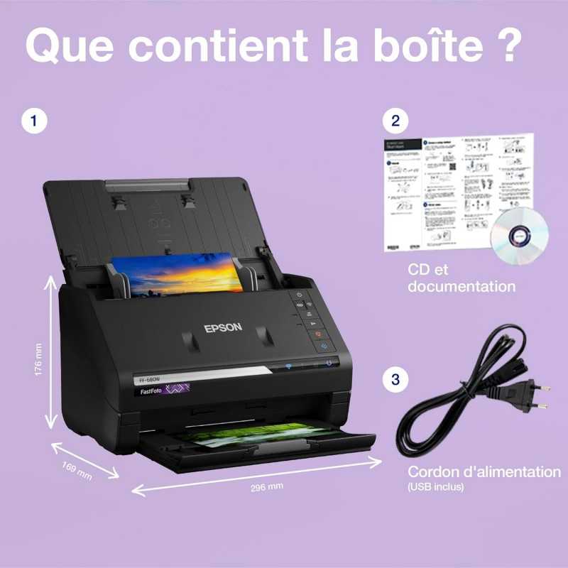 EPSON WorkForce DS-1630 | Scanner de documents A4 - 1200x1200 DPI, ADF, USB 3.0, recto-verso, 25ppm, traitement intelligent de