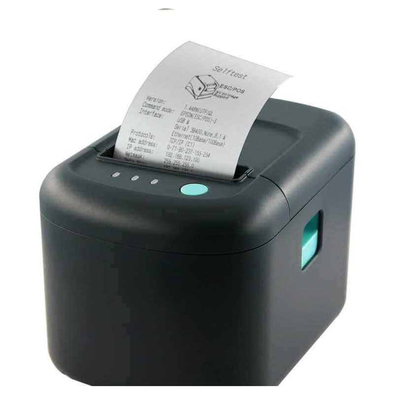 Imprimante thermique de tickets Yarikh GAINSCHA GA-E200 80 mm, 203 dpi, port USB/série/Ethernet, noir