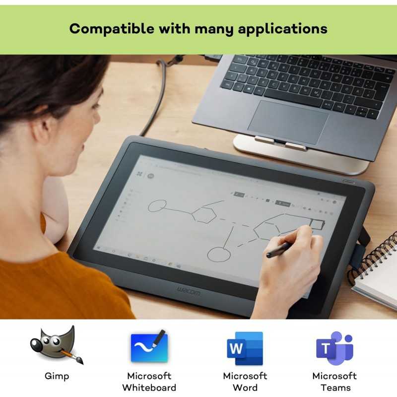 Tablette de Dessin Wacom One 12 avec écran 11,6” Full HD 99% sRGB, Stylet à résonance électromagnétique sans Pile ni Batterie