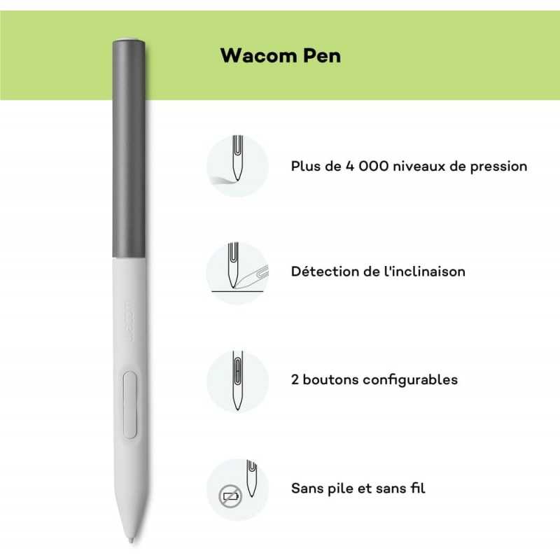 Tablette de Dessin Wacom One 12 avec écran 11,6” Full HD 99% sRGB, Stylet à résonance électromagnétique sans Pile ni Batterie