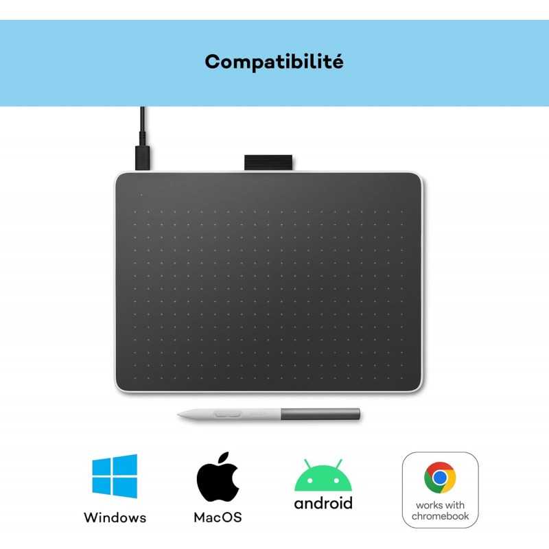 Tablette de Dessin Wacom One 12 avec écran 11,6” Full HD 99% sRGB, Stylet à résonance électromagnétique sans Pile ni Batterie