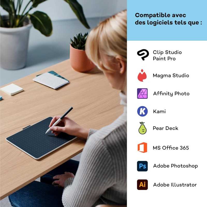 Tablette de Dessin Wacom One 12 avec écran 11,6” Full HD 99% sRGB, Stylet à résonance électromagnétique sans Pile ni Batterie