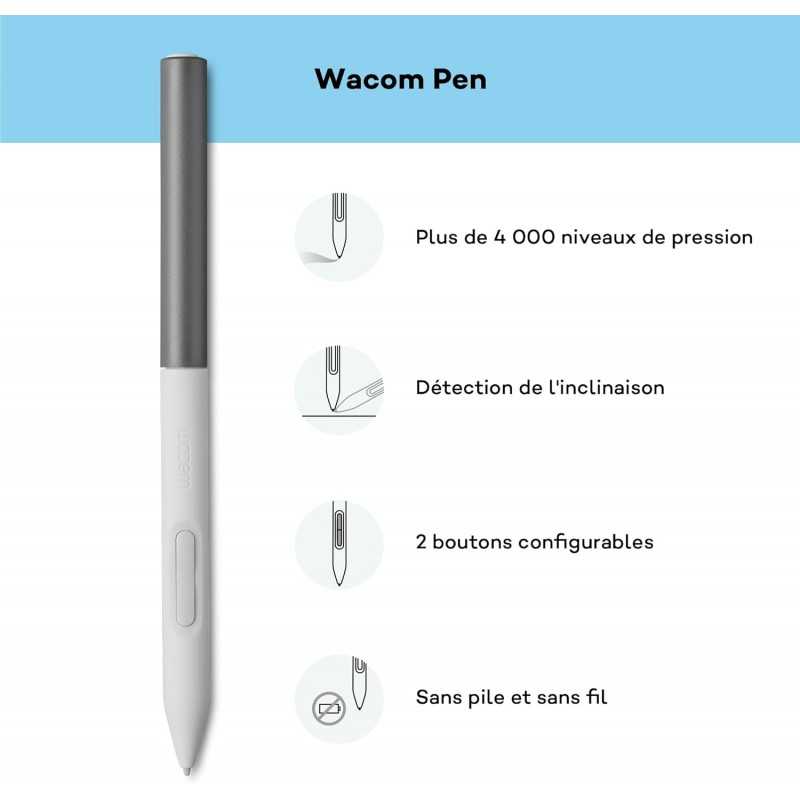 Tablette de Dessin Wacom One 12 avec écran 11,6” Full HD 99% sRGB, Stylet à résonance électromagnétique sans Pile ni Batterie