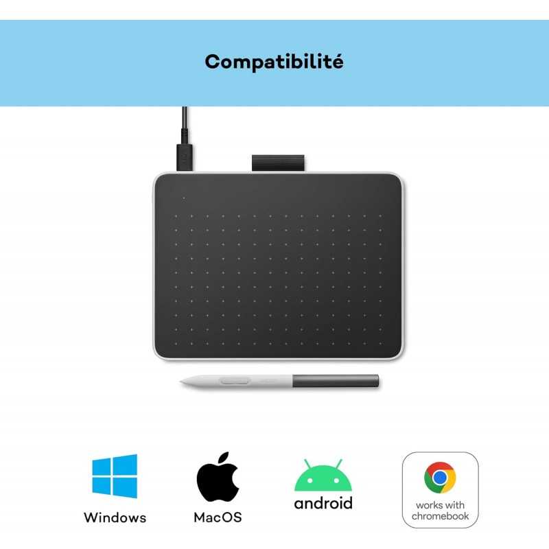 Tablette de Dessin Wacom One 12 avec écran 11,6” Full HD 99% sRGB, Stylet à résonance électromagnétique sans Pile ni Batterie