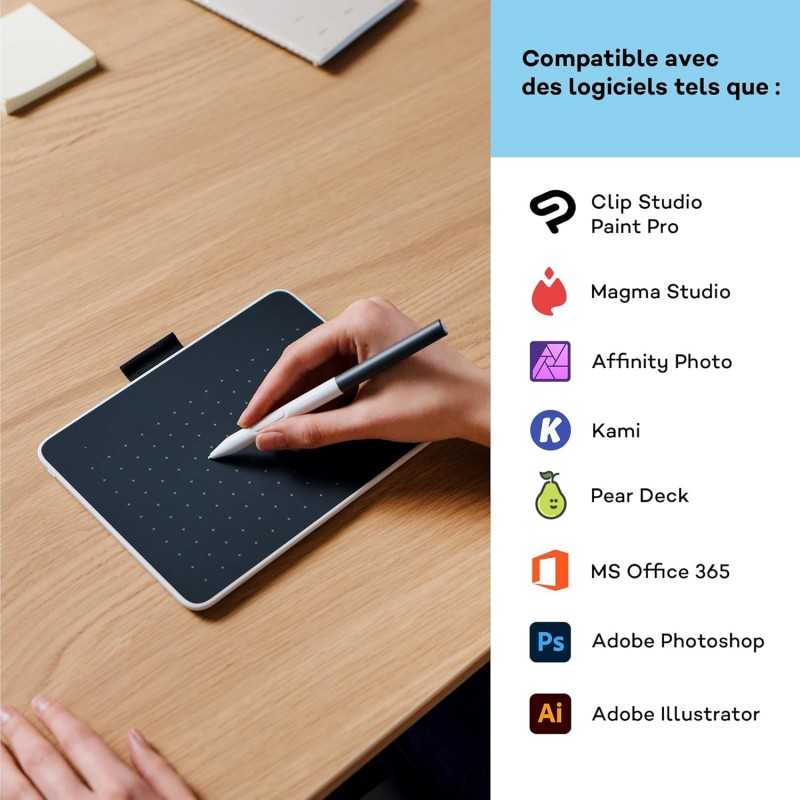 Tablette de Dessin Wacom One 12 avec écran 11,6” Full HD 99% sRGB, Stylet à résonance électromagnétique sans Pile ni Batterie