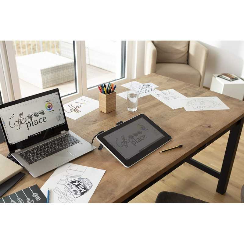 Tablette de Dessin Wacom One 12 avec écran 11,6” Full HD 99% sRGB, Stylet à résonance électromagnétique sans Pile ni Batterie