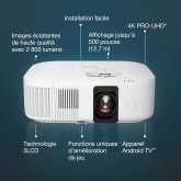 Epson CO-W01 Video projecteur WXGA, HD Ready 16:10, Technologie 3LCD, 3000 Lumens, Connexion USB/HDMI, Correction Horizontale