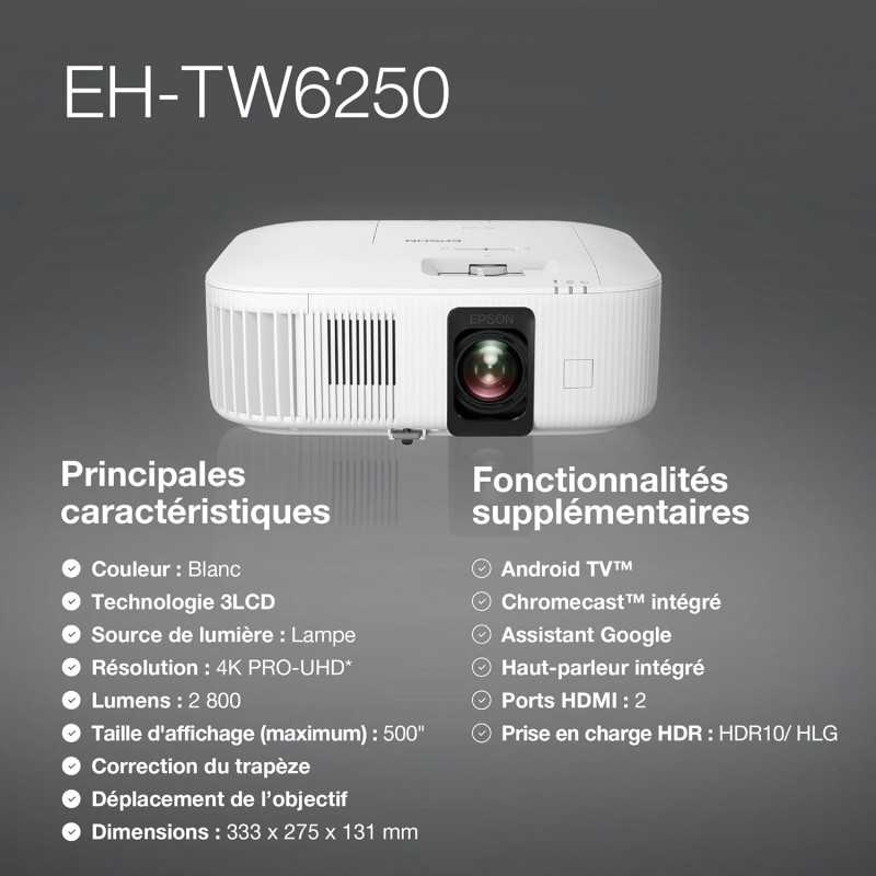 Epson CO-W01 Video projecteur WXGA, HD Ready 16:10, Technologie 3LCD, 3000 Lumens, Connexion USB/HDMI, Correction Horizontale