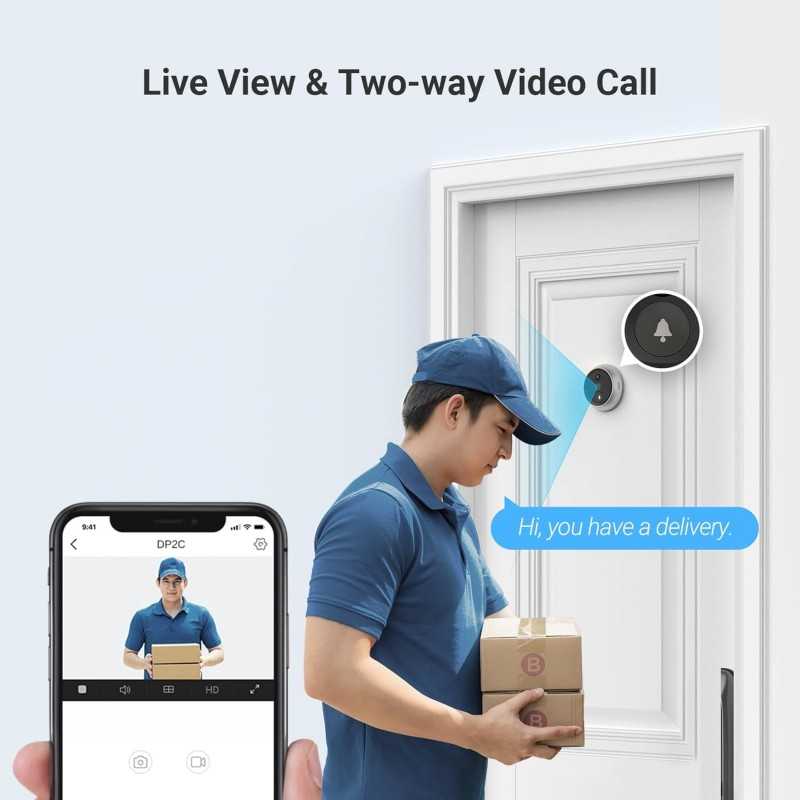 EZVIZ DP2C or 1080P Judas de Porte Camera Surveillance, Visiophone Connecté Interphone Vidéo, Judas Numérique 4.3’’ Écran