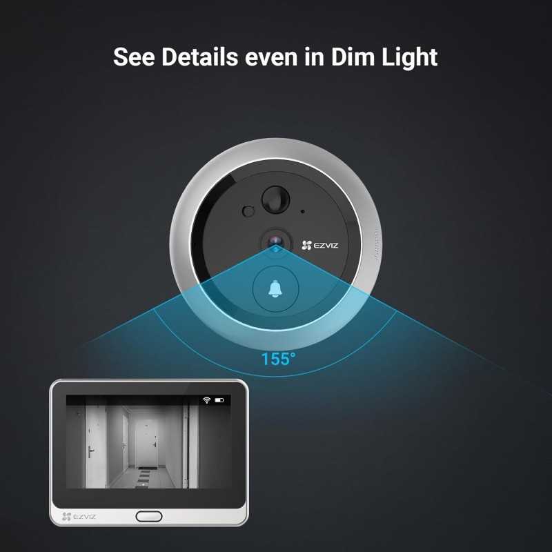 EZVIZ DP2C or 1080P Judas de Porte Camera Surveillance, Visiophone Connecté Interphone Vidéo, Judas Numérique 4.3’’ Écran