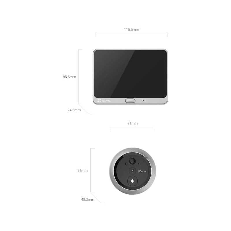 EZVIZ DP2C or 1080P Judas de Porte Camera Surveillance, Visiophone Connecté Interphone Vidéo, Judas Numérique 4.3’’ Écran