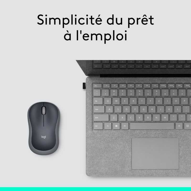 Logitech M185 Souris Sans Fil, 2.4 GHz avec Mini Récepteur USB, Longévité de la Pile 12 Mois, Résolution du Capteur 1000 PPP,