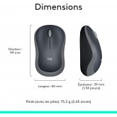 Logitech M185 Souris Sans Fil, 2.4 GHz avec Mini Récepteur USB, Longévité de la Pile 12 Mois, Résolution du Capteur 1000 PPP,