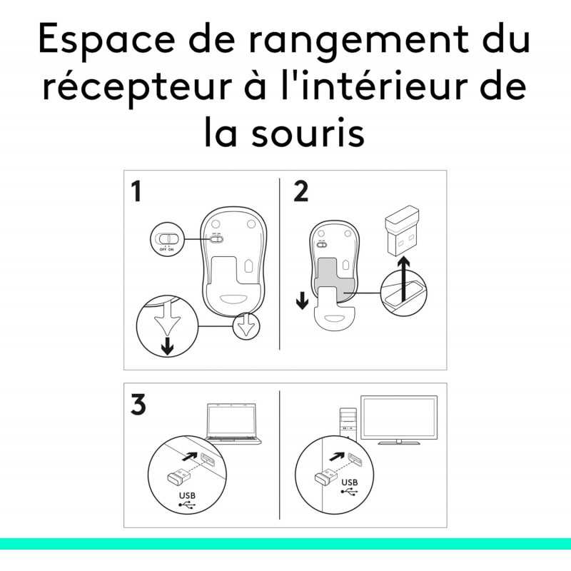Logitech M185 Souris Sans Fil, 2.4 GHz avec Mini Récepteur USB, Longévité de la Pile 12 Mois, Résolution du Capteur 1000 PPP,