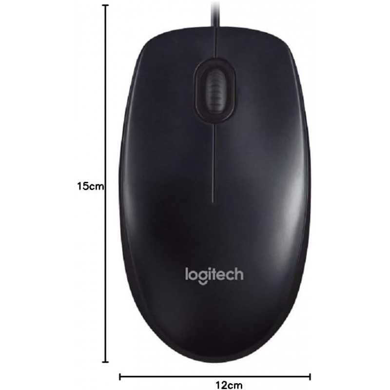 Logitech M90 Souris Filaire USB, Suivi Optique 1000 PPP, Ambidextre, Compatible avec PC/Mac/Portable - Noir