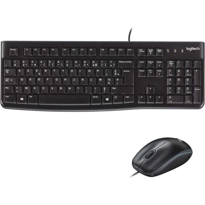 Logitech MK120 Combo Clavier et Souris Optique Filaire pour Windows, Taille Standard, Plug-and-Play USB, Compatible avec PC, Logitech MK120 Combo Clavier et Souris Optique Filaire pour Windows, Taille Standard, Plug-and-Play USB, Compatible avec PC,