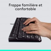 Logitech MK120 Combo Clavier et Souris Optique Filaire pour Windows, Taille Standard, Plug-and-Play USB, Compatible avec PC,