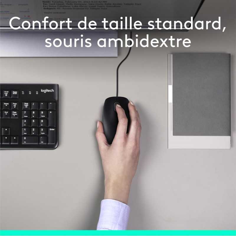Logitech MK120 Combo Clavier et Souris Optique Filaire pour Windows, Taille Standard, Plug-and-Play USB, Compatible avec PC,