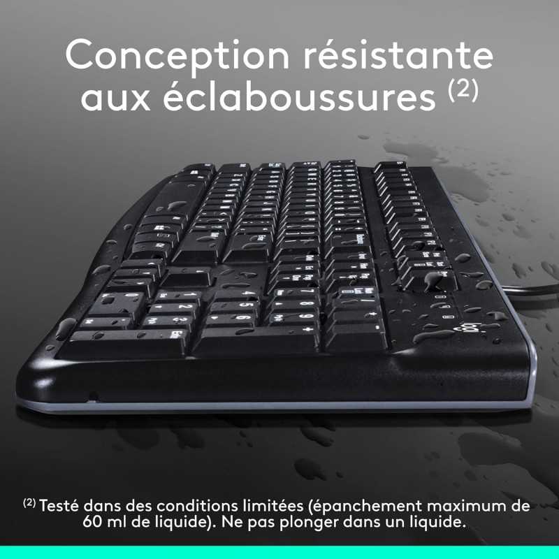 Logitech MK120 Combo Clavier et Souris Optique Filaire pour Windows, Taille Standard, Plug-and-Play USB, Compatible avec PC,