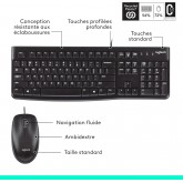 Logitech MK120 Combo Clavier et Souris Optique Filaire pour Windows, Taille Standard, Plug-and-Play USB, Compatible avec PC,