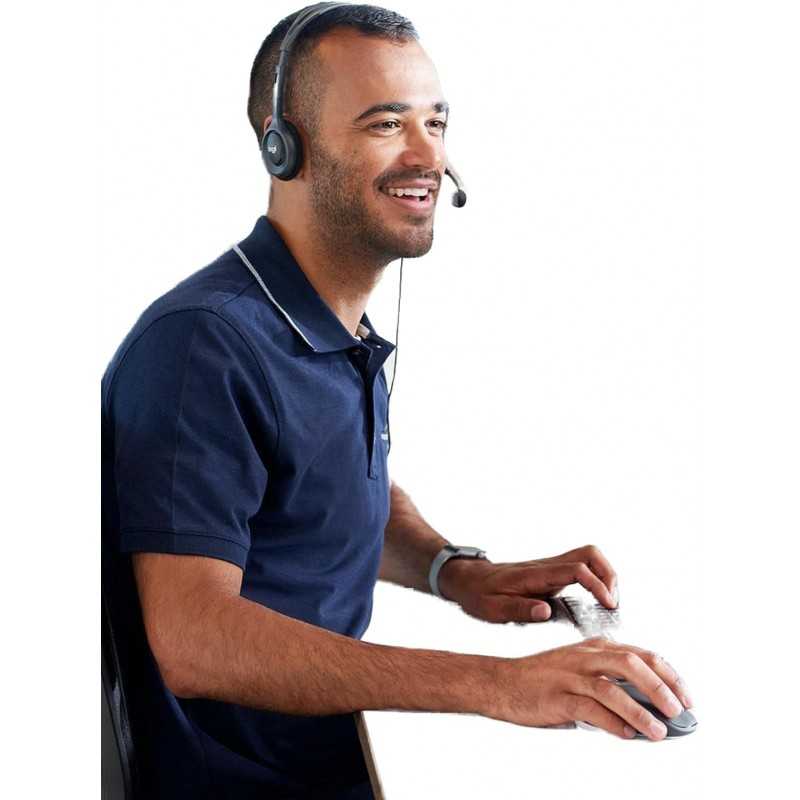 Logitech H111 Casque Filaire, Ecouteurs Stéréo avec Micro Anti-Parasite, Jack Audio 3,5mm, PC/Mac/Portable/Smartphone/Tablette -